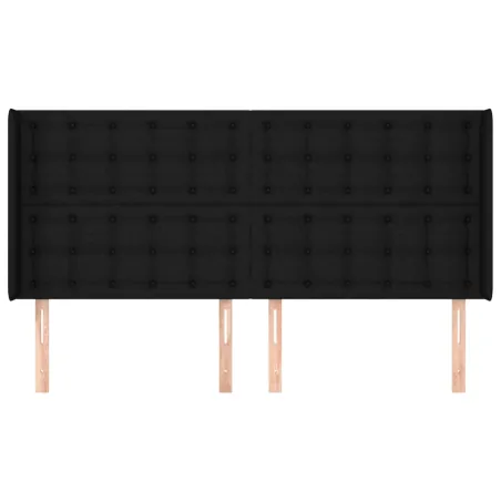 Tête de lit avec oreilles Noir 163x16x118/128 cm Tissu