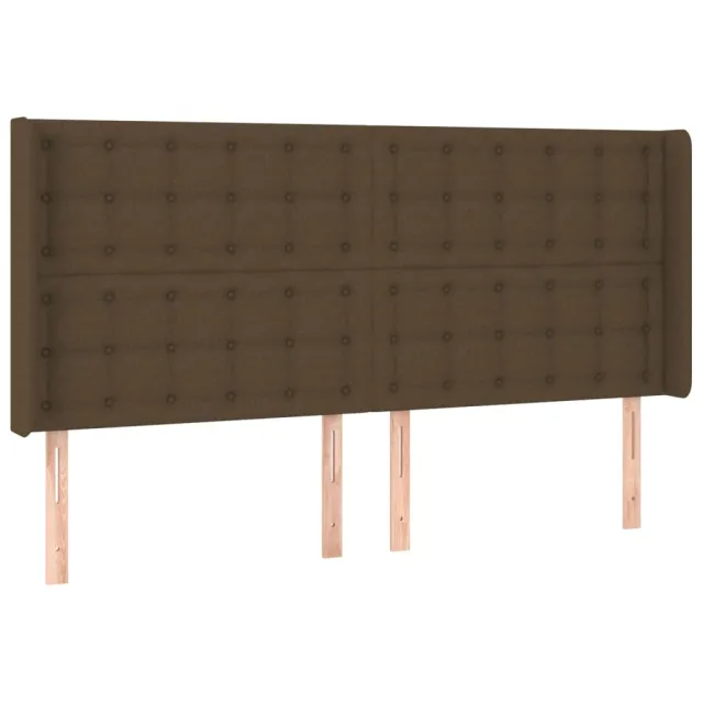 Tête de lit avec oreilles Marron foncé 163x16x118/128 cm Tissu