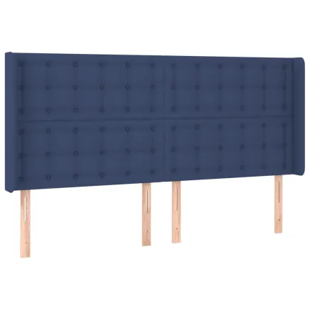 Tête de lit avec oreilles Bleu 163x16x118/128 cm Tissu 2
