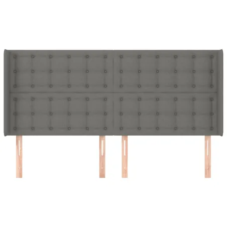 Tête de lit avec oreilles Gris foncé 183x16x118/128 cm Tissu