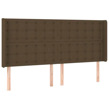 Tête de lit avec oreilles Marron foncé 183x16x118/128 cm Tissu 2