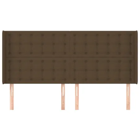 Tête de lit avec oreilles Marron foncé 183x16x118/128 cm Tissu