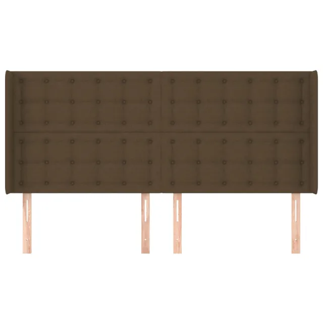 Tête de lit avec oreilles Marron foncé 203x16x118/128 cm Tissu