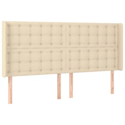 Tête de lit avec oreilles Crème 203x16x118/128 cm Tissu 2