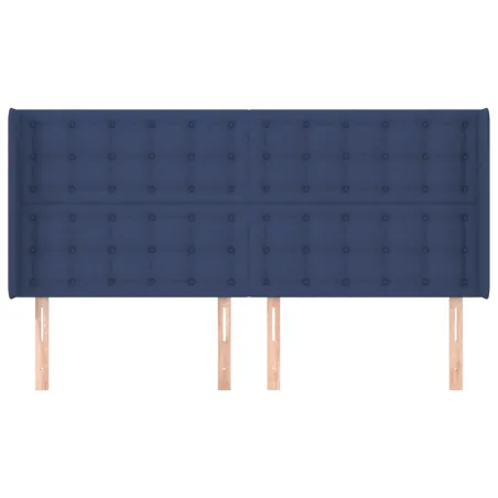 Tête de lit avec oreilles Bleu 203x16x118/128 cm Tissu