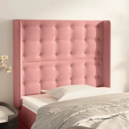 Tête de lit avec oreilles Rose 83x16x118/128 cm Velours
