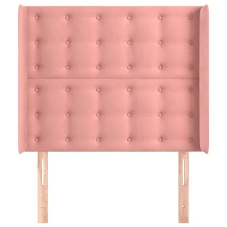 Tête de lit avec oreilles Rose 103x16x118/128 cm Velours