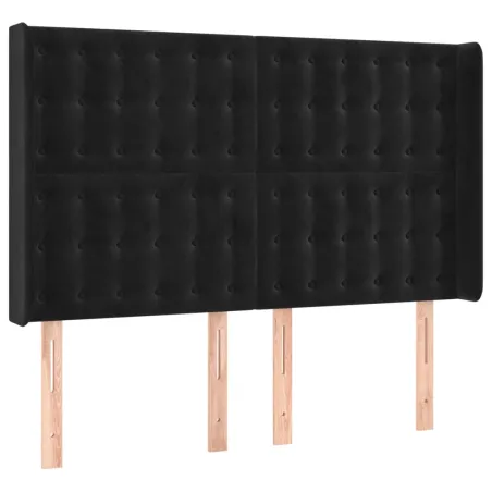 Tête de lit avec oreilles Noir 147x16x118/128 cm Velours