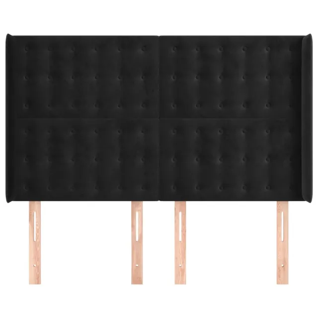 Tête de lit avec oreilles Noir 147x16x118/128 cm Velours