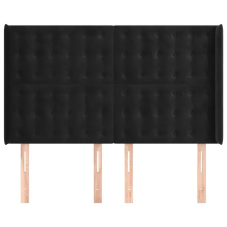 Tête de lit avec oreilles Noir 147x16x118/128 cm Velours