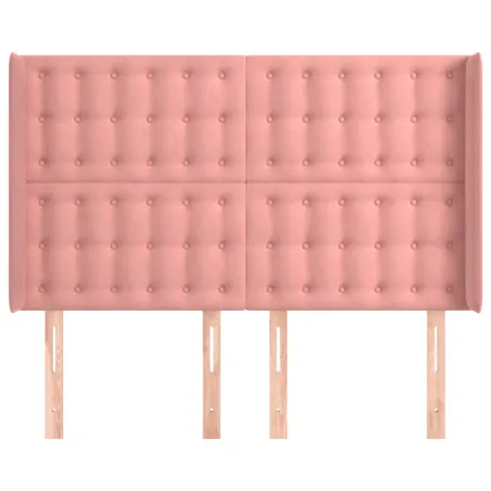 Tête de lit avec oreilles Rose 147x16x118/128 cm Velours