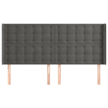 Tête de lit avec oreilles Gris foncé 163x16x118/128 cm Velours