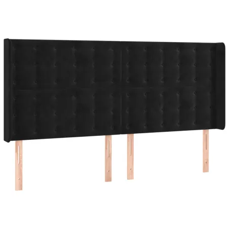 Tête de lit avec oreilles Noir 163x16x118/128 cm Velours