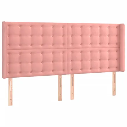 Tête de lit avec oreilles Rose 163x16x118/128 cm Velours 2