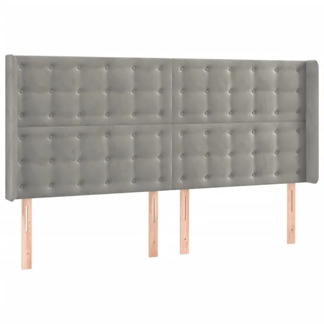 Tête de lit avec oreilles Gris clair 183x16x118/128 cm Velours