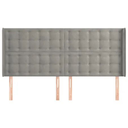 Tête de lit avec oreilles Gris clair 183x16x118/128 cm Velours