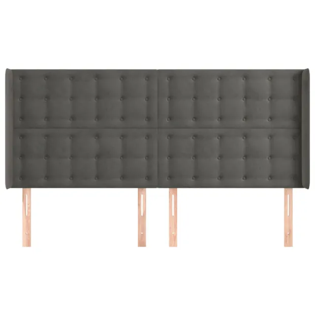 Tête de lit avec oreilles Gris foncé 183x16x118/128 cm Velours