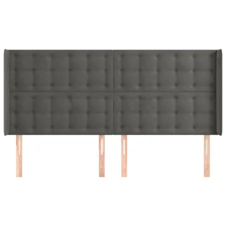 Tête de lit avec oreilles Gris foncé 183x16x118/128 cm Velours