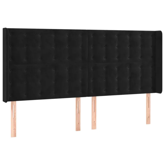 Tête de lit avec oreilles Noir 203x16x118/128 cm Velours