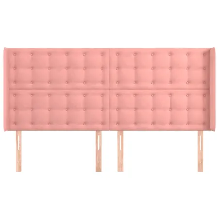 Tête de lit avec oreilles Rose 203x16x118/128 cm Velours