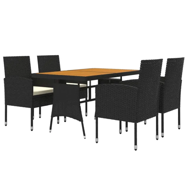 Mobilier à dîner d'extérieur 5 pcs Résine tressée Noir