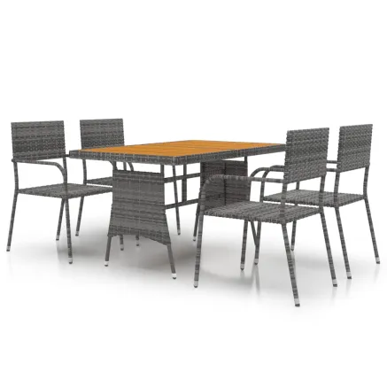 Mobilier à dîner d'extérieur 5 pcs Résine tressée Gris 2