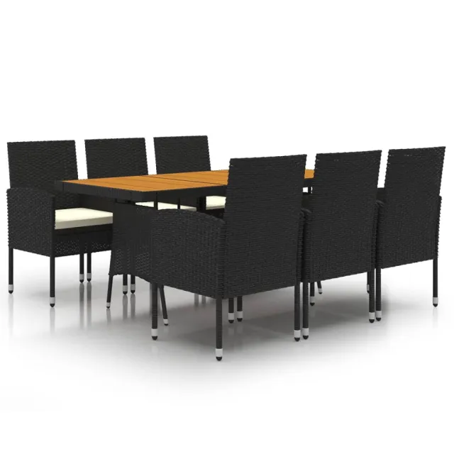 Mobilier à dîner d'extérieur 7 pcs Résine tressée Noir