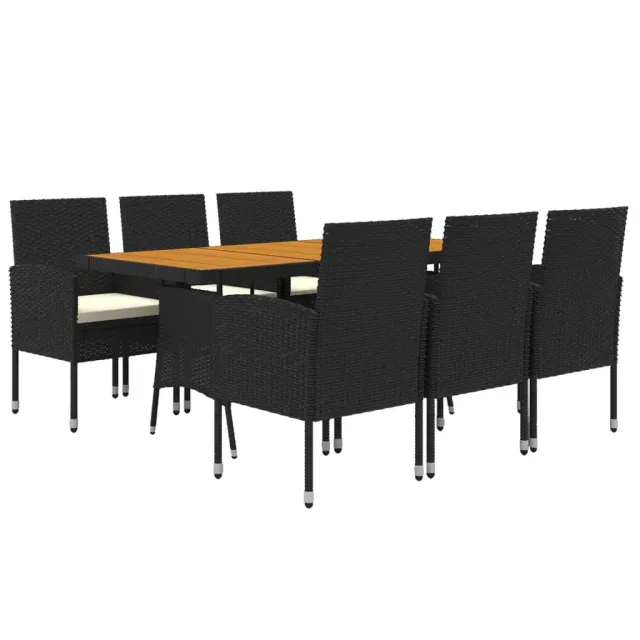 Mobilier à dîner d'extérieur 7 pcs Résine tressée Noir