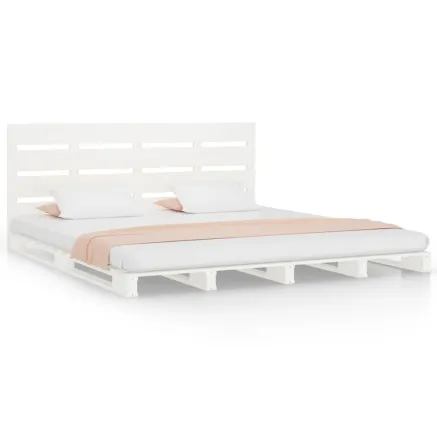 Cadre de lit sans matelas blanc 160x200 cm bois de pin massif 2