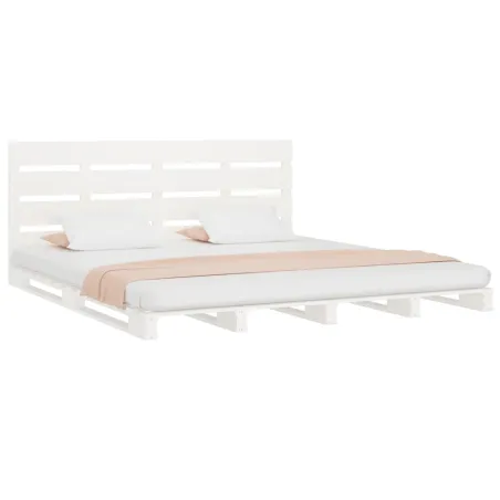 Cadre de lit sans matelas blanc 160x200 cm bois de pin massif