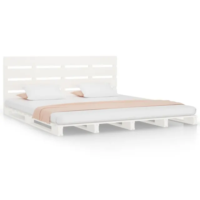 Cadre de lit sans matelas blanc 180x200 cm bois massif de pin