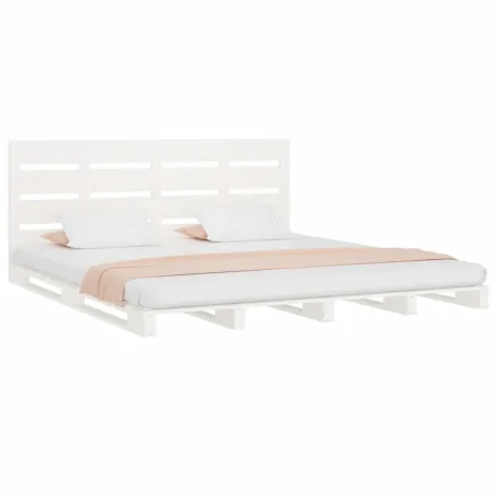 Cadre de lit sans matelas blanc 200x200 cm bois massif de pin