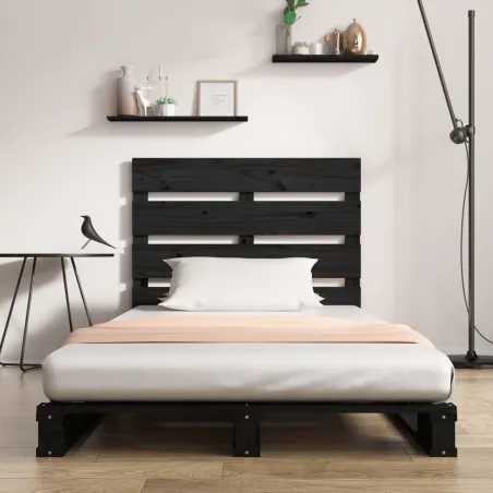 Cadre de lit sans matelas noir 75x190 cm bois de pin massif
