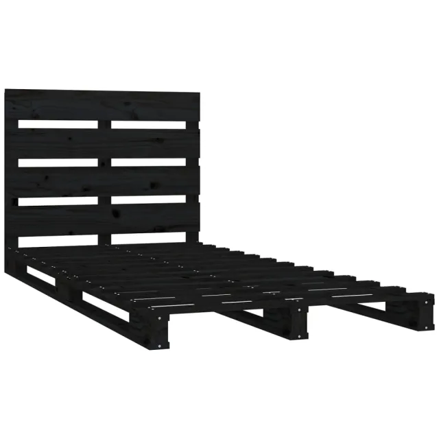 Cadre de lit sans matelas noir 75x190 cm bois de pin massif