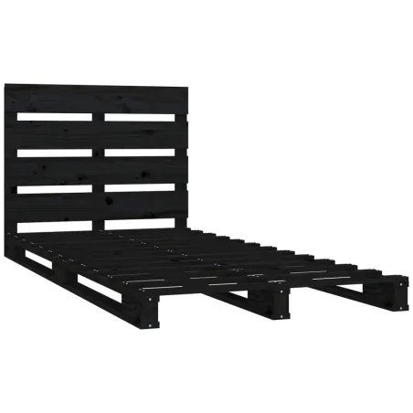 Cadre de lit sans matelas noir 75x190 cm bois de pin massif