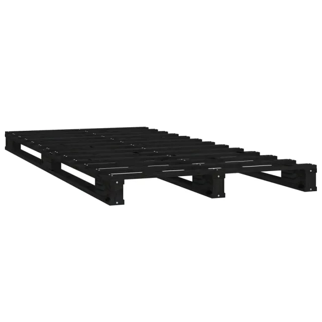 Cadre de lit sans matelas noir 75x190 cm bois de pin massif