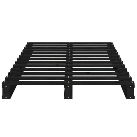 Cadre de lit sans matelas noir 75x190 cm bois de pin massif
