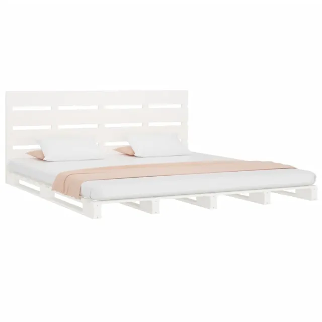 Cadre de lit sans matelas blanc 135x190 cm bois de pin massif