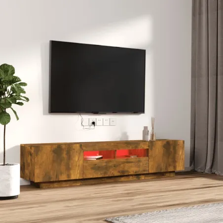 Ensemble de meubles TV avec lumières LED 2 pcs Chêne fumé