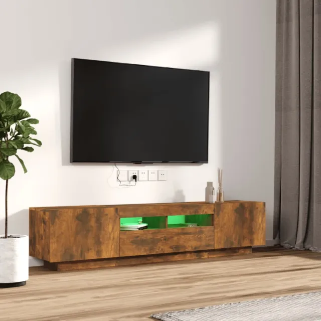 Ensemble de meubles TV avec lumières LED 2 pcs Chêne fumé