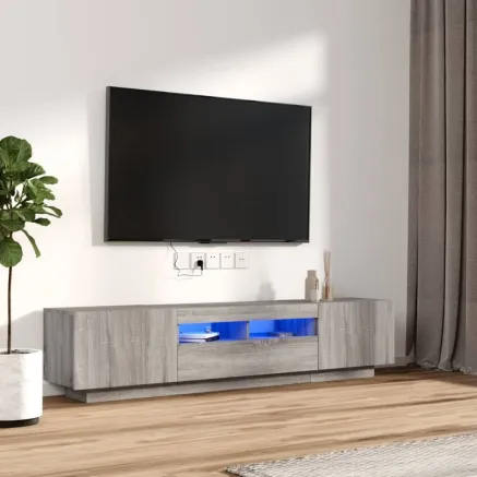 Ensemble de meubles TV avec lumières LED 2 pcs Sonoma gris