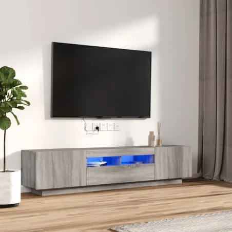 Ensemble de meubles TV avec lumières LED 2 pcs Sonoma gris