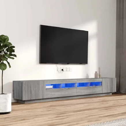 Ensemble de meubles TV avec lumières LED 3 pcs Sonoma gris