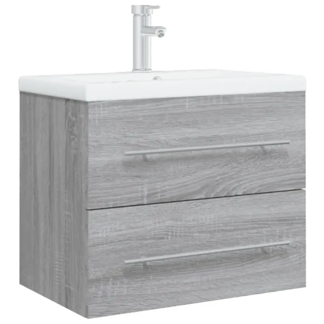 Meuble lavabo avec bassin intégré Sonoma gris Bois d'ingénierie
