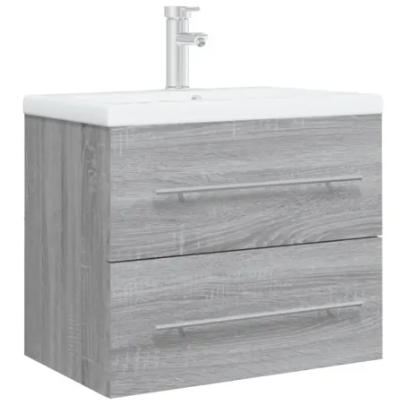 Meuble lavabo avec bassin intégré Sonoma gris Bois d'ingénierie