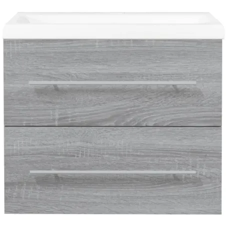 Meuble lavabo avec bassin intégré Sonoma gris Bois d'ingénierie