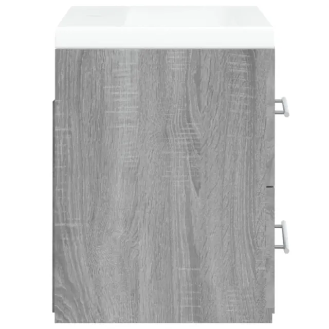 Meuble lavabo avec bassin intégré Sonoma gris Bois d'ingénierie