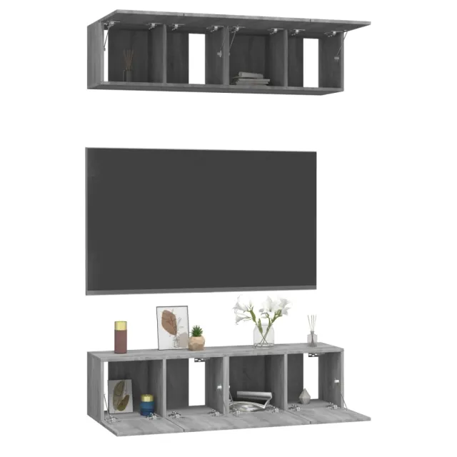 Meubles TV muraux 4pcs Sonoma gris 60x30x30cm Bois d'ingénierie