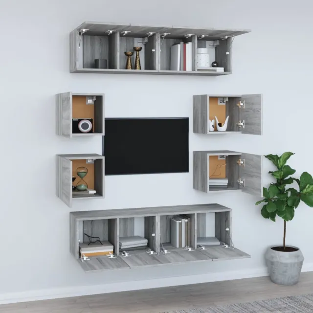 Ensemble de meubles TV 8 pcs Sonoma gris Bois d'ingénierie