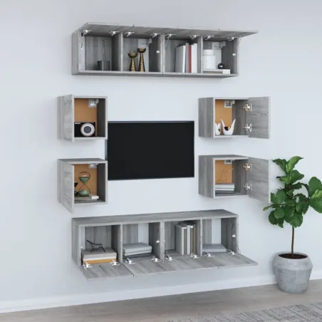 Ensemble de meubles TV 8 pcs Sonoma gris Bois d'ingénierie